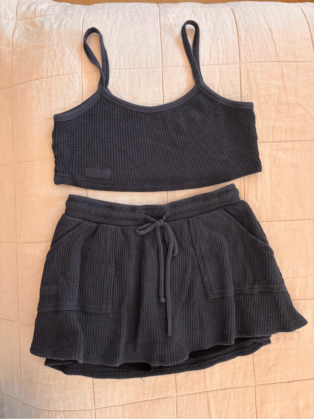 SET Active Waffle Knit Crop Tank and Skort Set